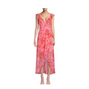 GUESS Pink/Orange Floral Hi-Lo Dress - Brand New